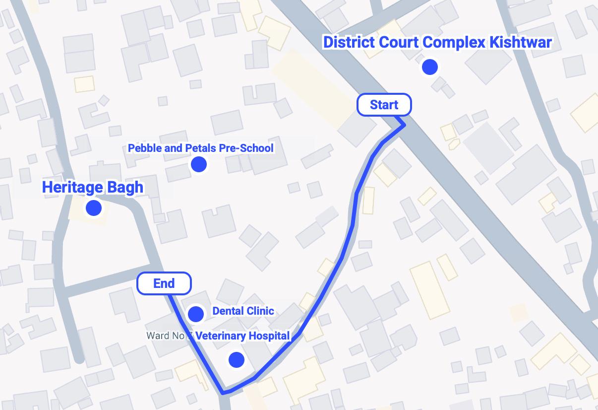 Directions from District Court Complex to Pebbles & Petals Pre-School